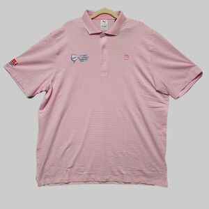 Puma Arnold Palmer Polo Shirt Mens XL Pink White Golf Performance Umbrella Logo